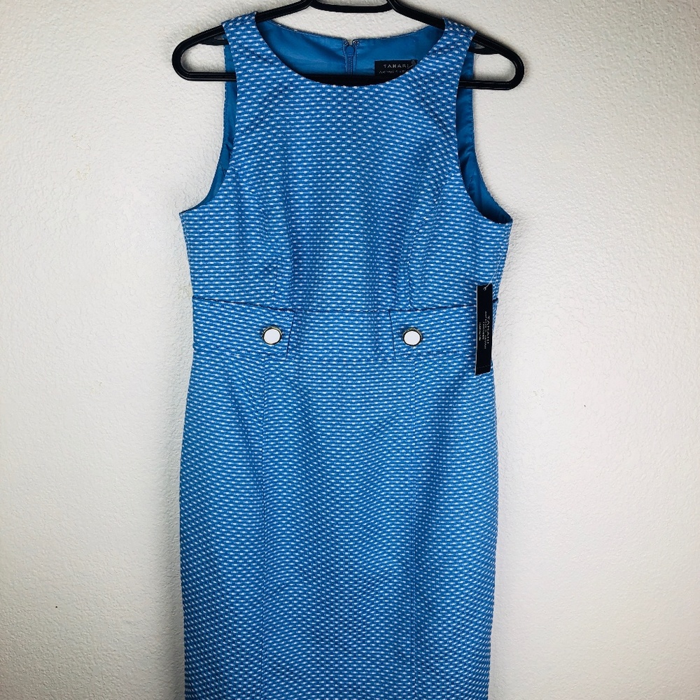 NWT Tahari ASL Blue Sleeveless Dress